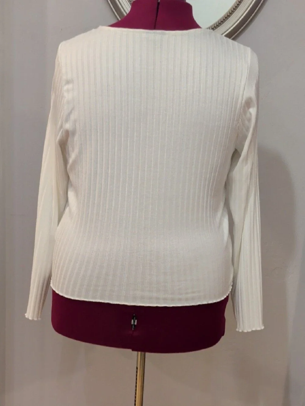 torrid White Ribbed Square Neck Long Sleeve Top